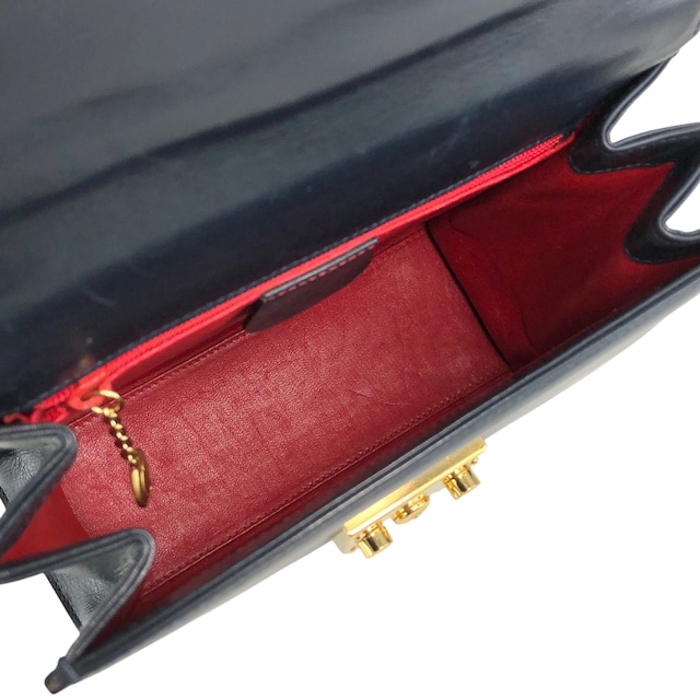 GUCCI グッチ ハンドバッグ ネイビー レディロック レザー 000・2110・0211 2WAY vintage ヴィンテージ オールド 5yyupi
