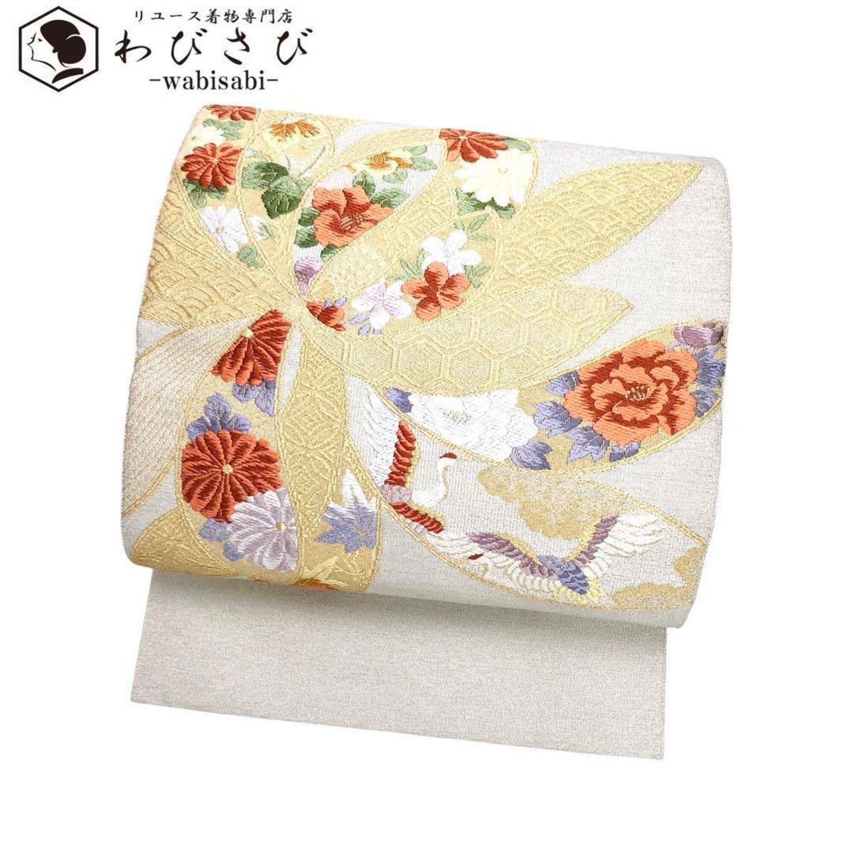 名古屋帯 綴れ織 花紋 蝶 着物 101a なきゃ o 