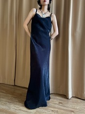 black crushed sequin trim maxi dress-5316-7