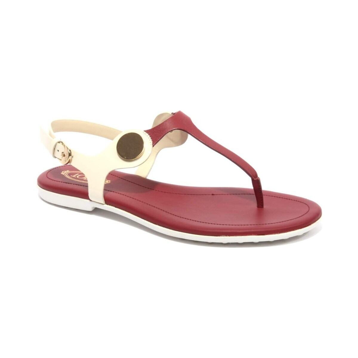TOD'S トッズ レディース ビーチサンダル レザー レッド