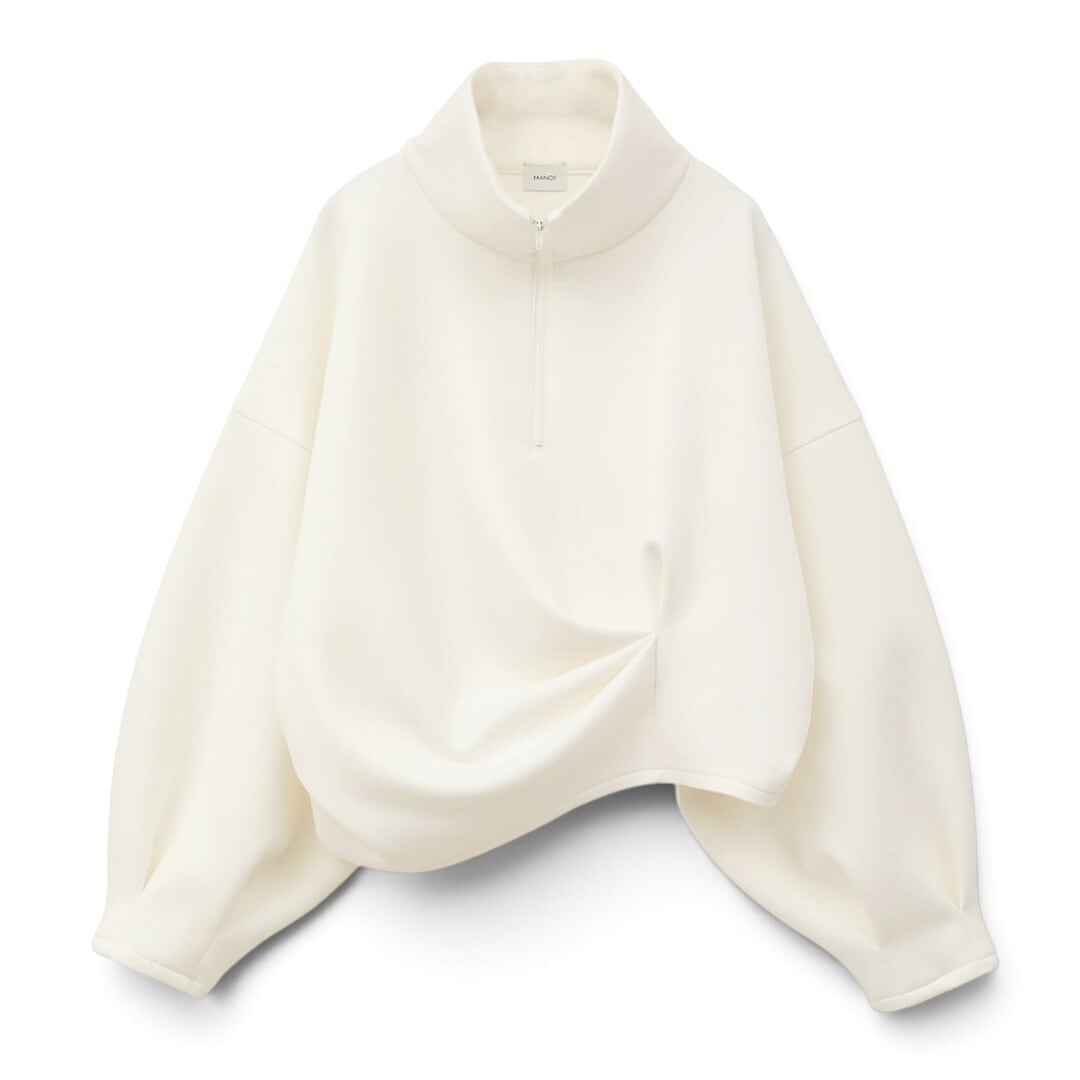 MANOF マノフ アレンジメント タック オーバー トップス ホワイト ARRANGEMENT TUCK OVER TOPS WHITE