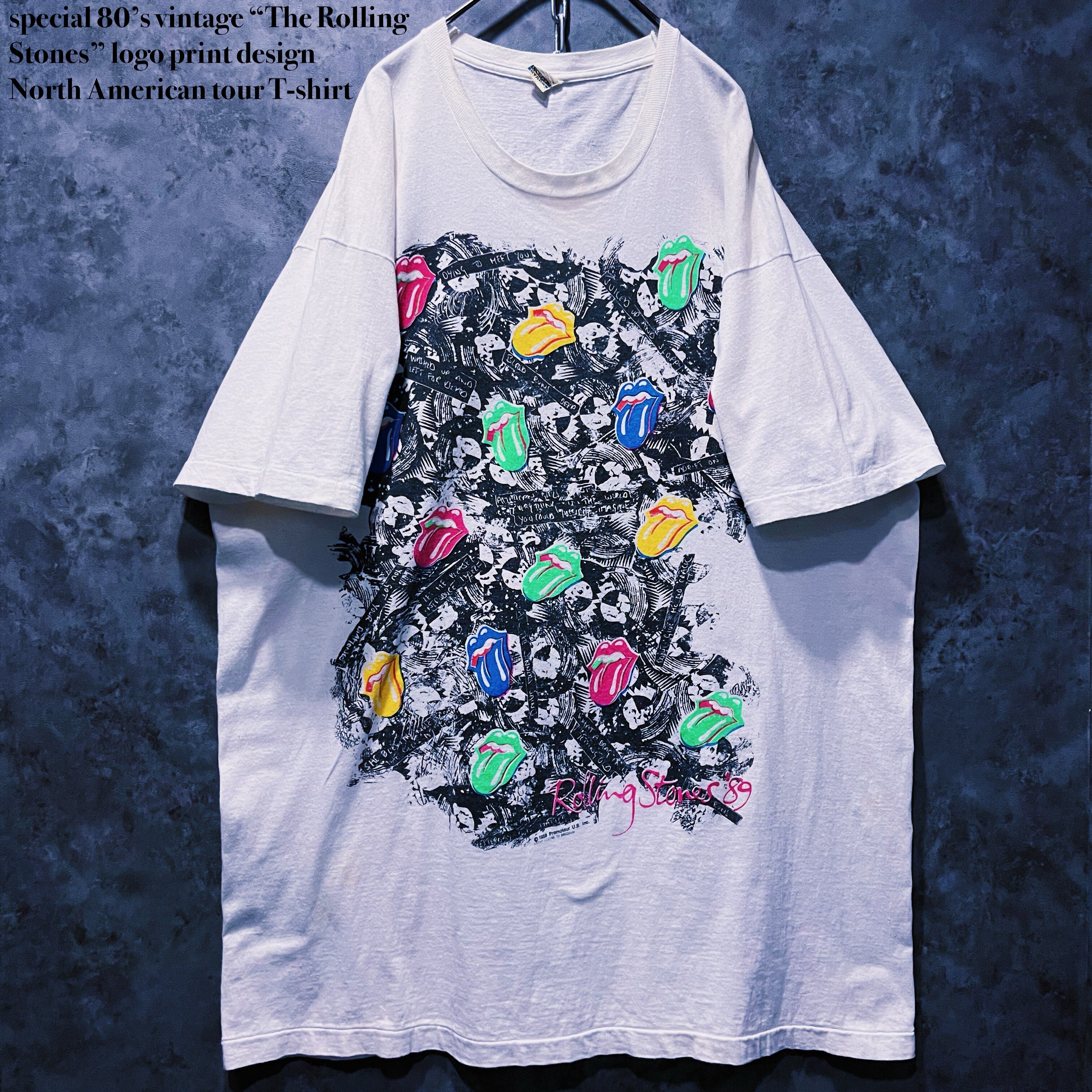 【doppio】special 80’s vintage “The Rolling Stones” logo print design North American tour T-shirt