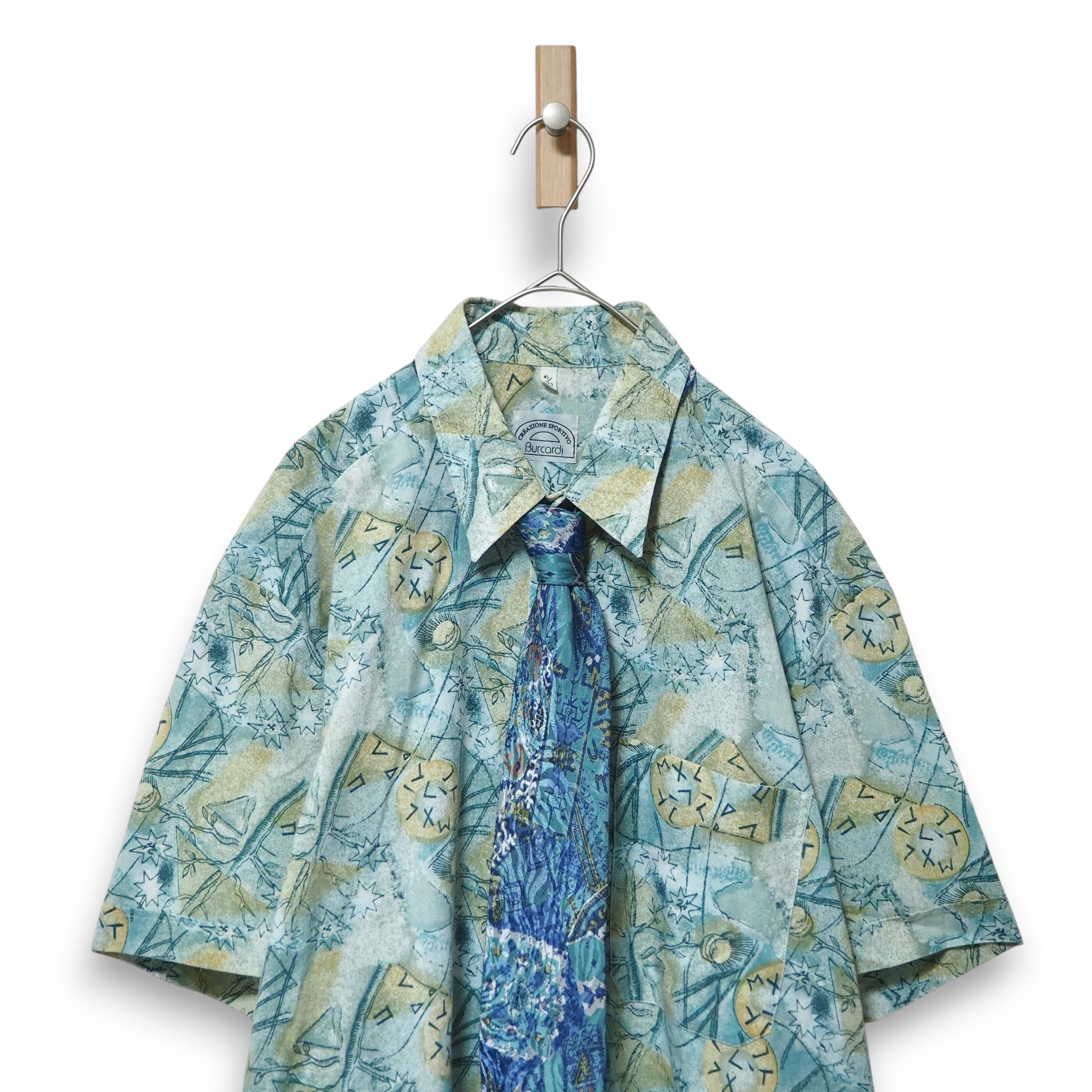 【VINTAGE】半袖デザインシャツ+ネクタイ
