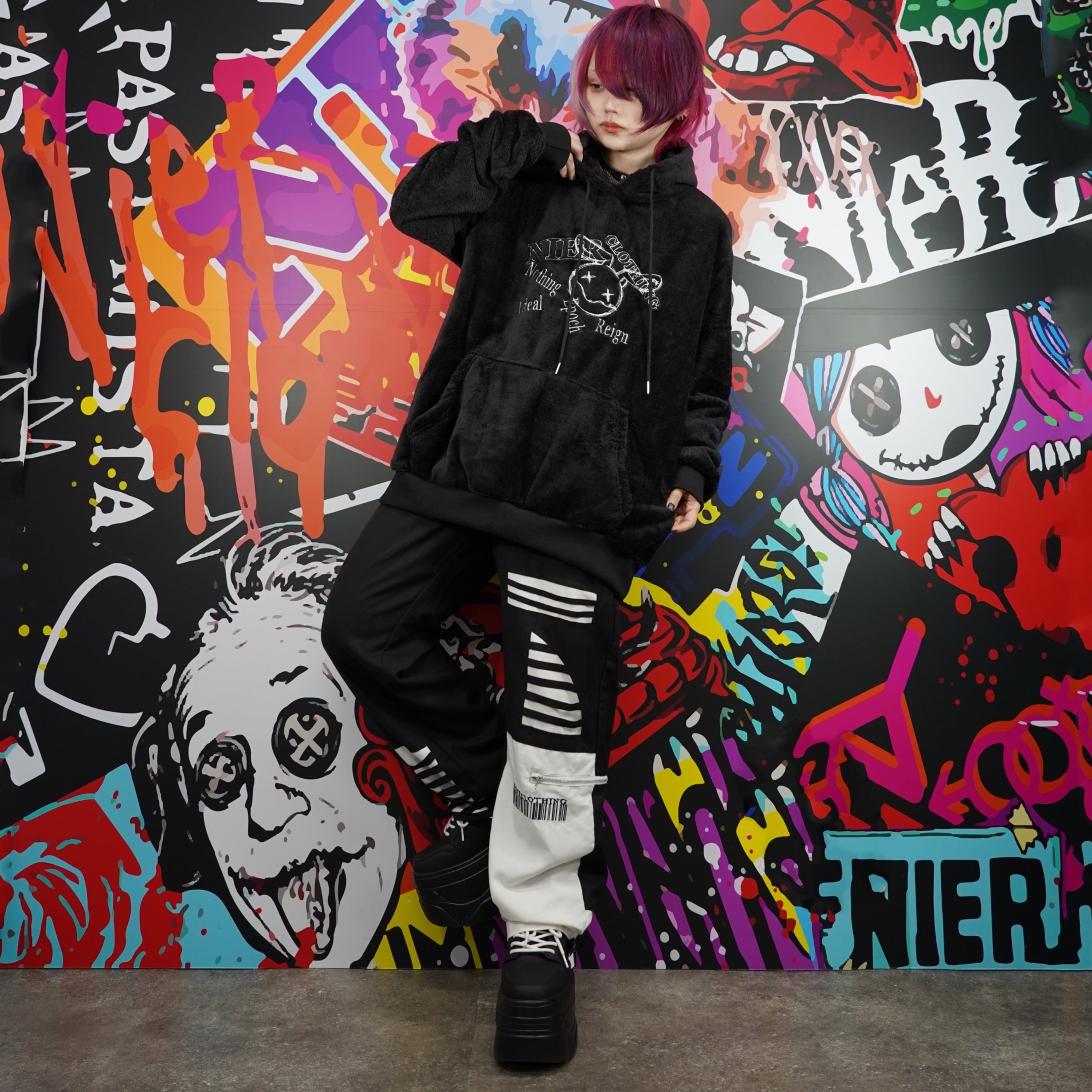 12/22日目玉大特価55%OFF】NIER刺繍ロゴ高品質ブラックさらふわプル