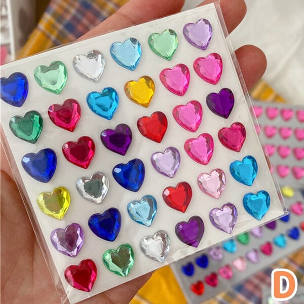 デコシール ハート 立体 3D キラキラ ジュエリー クリスタル シール