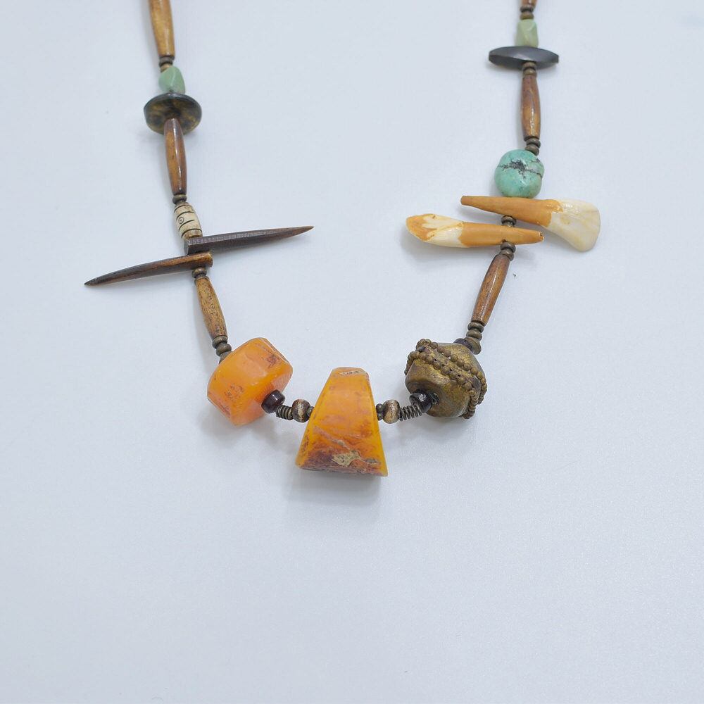 エスニック デザイン ビーズネックレス 首飾り アクセサリー トライバル ユニセックスデザイン