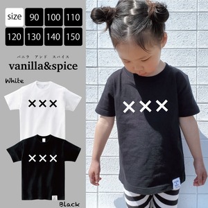 キッズ 子供服 vanilla&spice プリント 半袖Tシャツ XXX ブラック