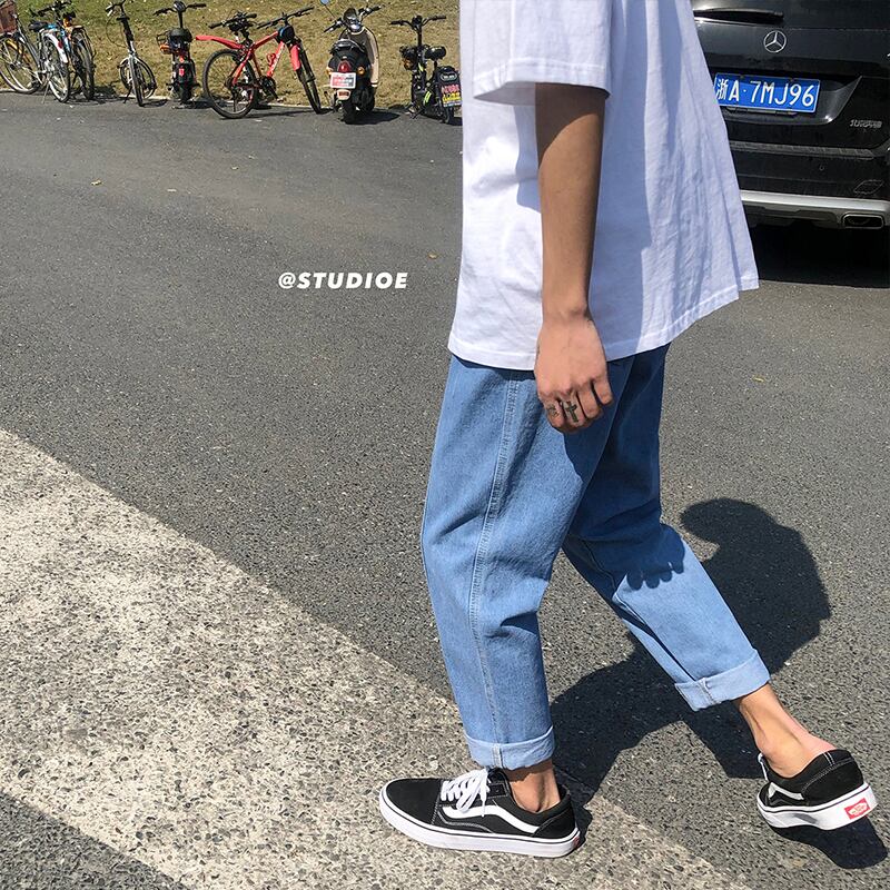 全1色 デニム パンツ ストレート カジュアル 無地 おしゃれ