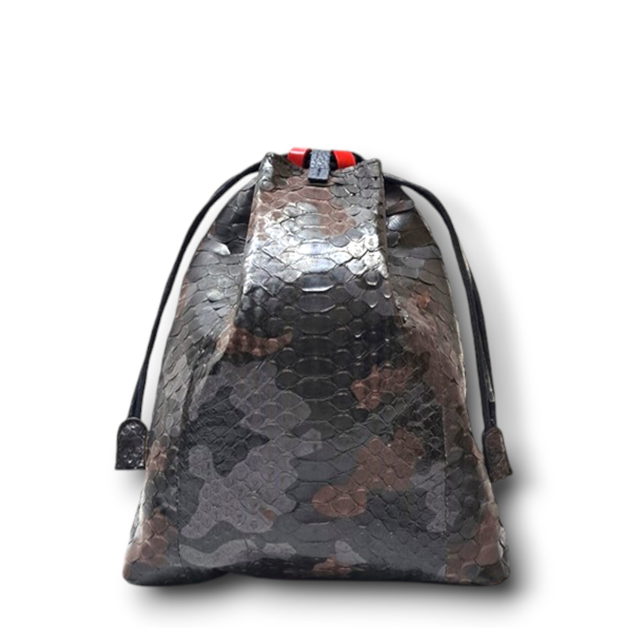 【限定】カモフラ柄パイソン ブラウン|和洋兼用 合切袋バッグ