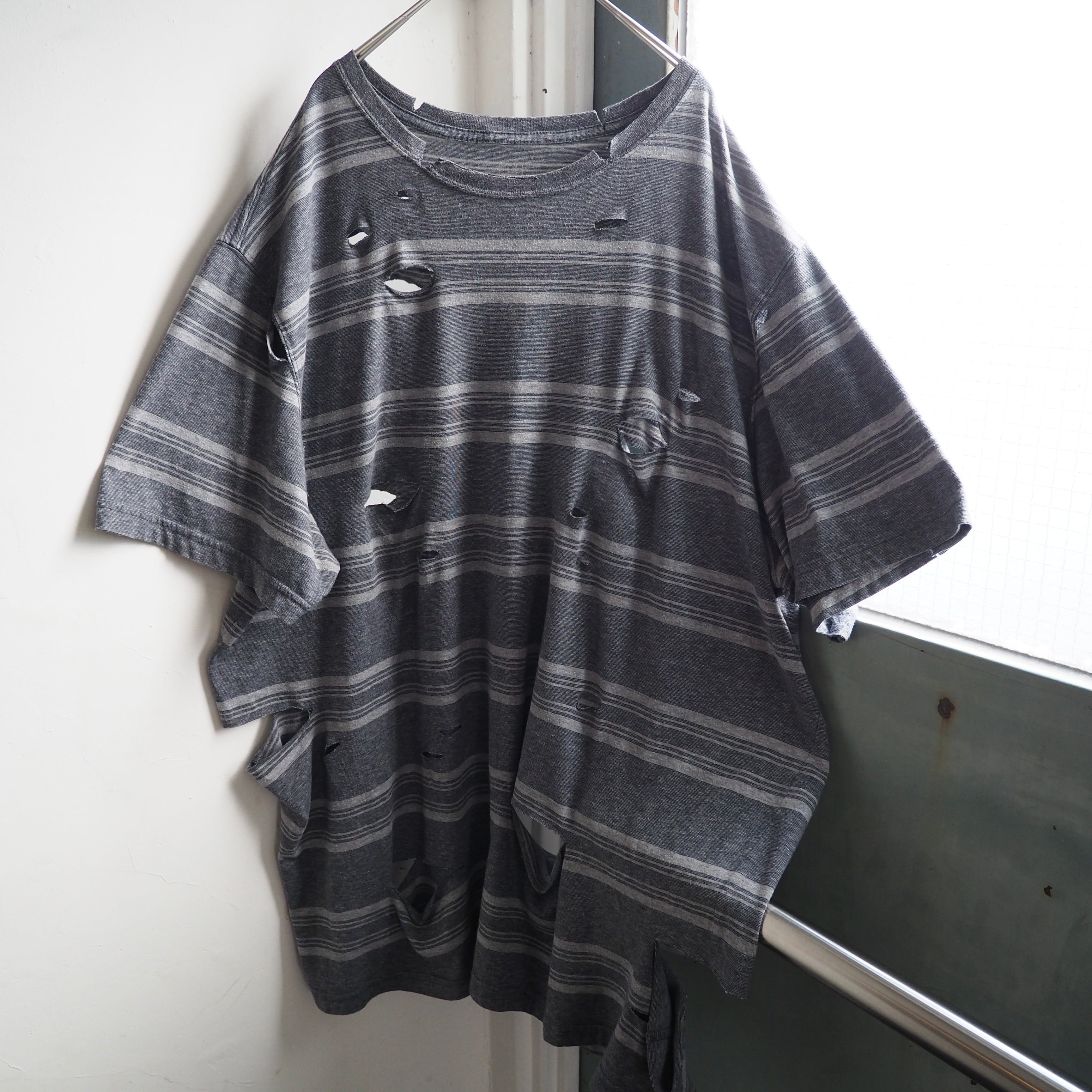 ” 循環 ” Boro Circulation Fat Border pattern Re:make loose S/S Tee