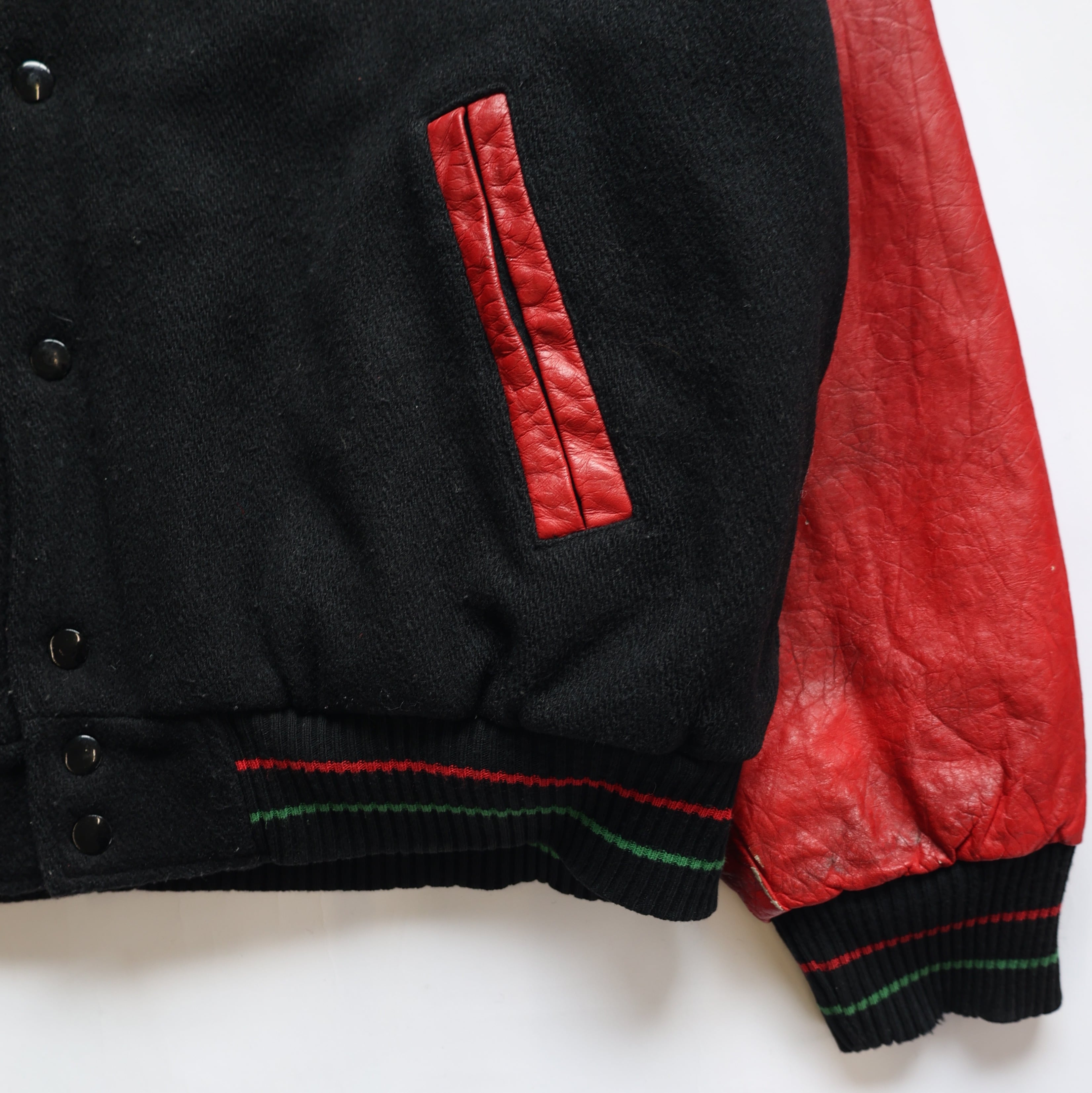 90S CROSS COLOURS WOOL LEATHER STADIUM JACKET | CLIMB SENDAI