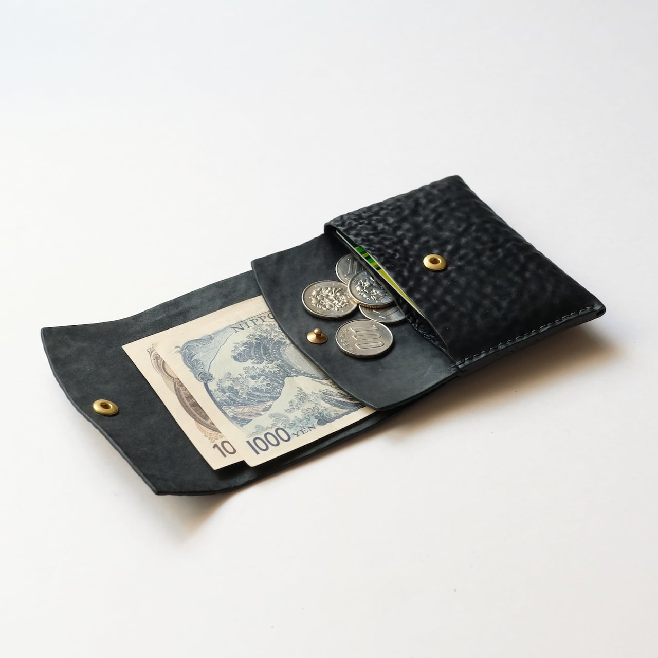 tri-fold wallet - bk - horse culatta reverse | chamoto