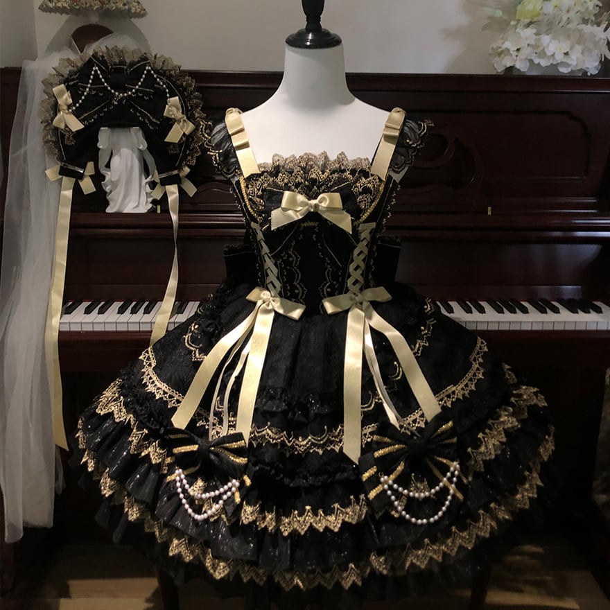 スウィートロリィタ ドレス バックリボン レース 編み上げ プリンセス