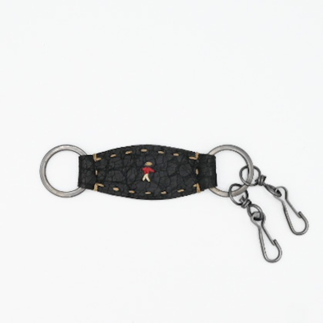 Embossing Leather Black Key Ring By HENRY BEGUELIN / Italy