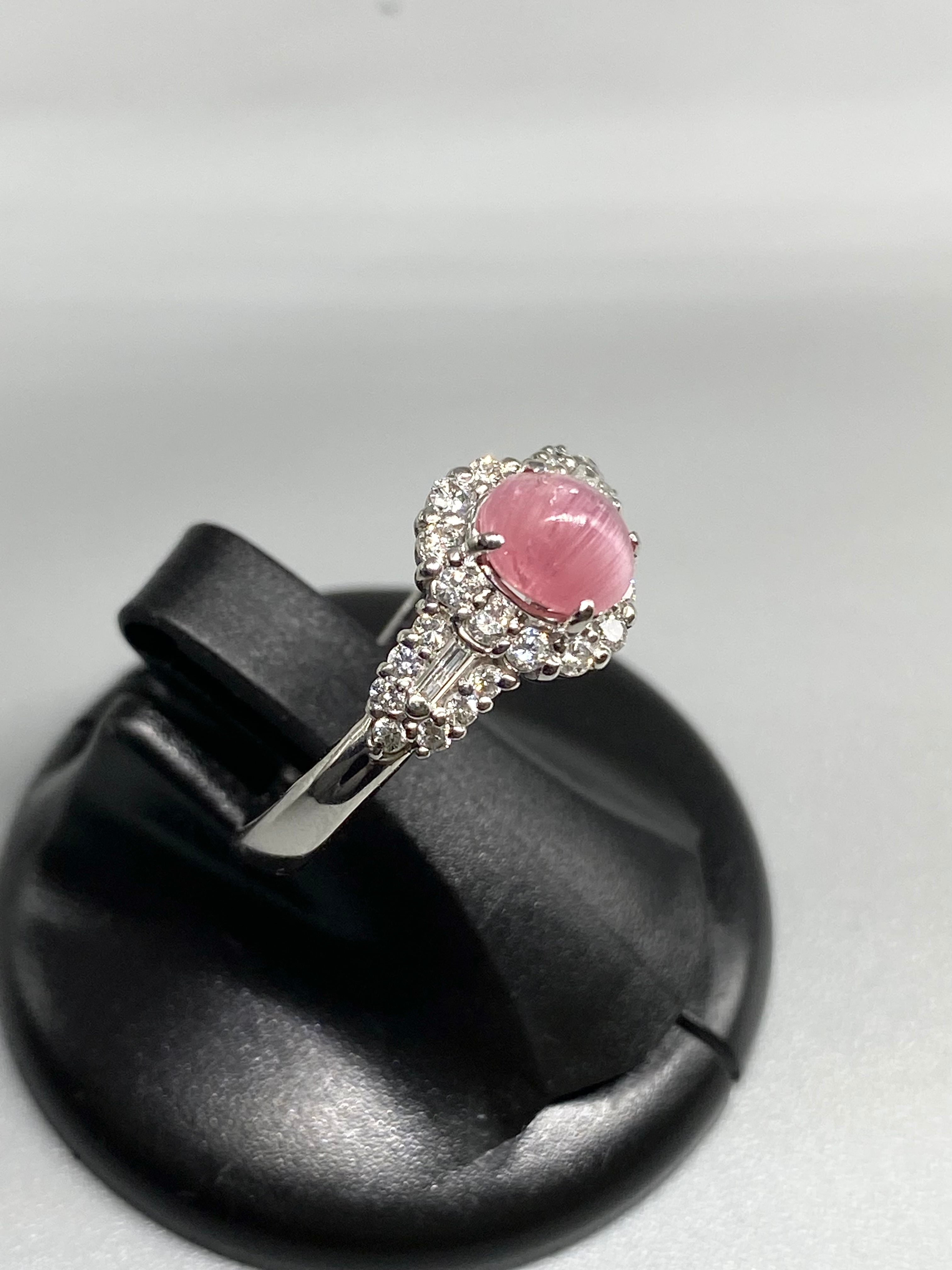 ペツォッタイトキャッツアイPTダイヤモンドリング　ソーティング付 ペツォッタイトキャッツアイ 1.06ct / ダイヤモンド 計0.45ct Pt900