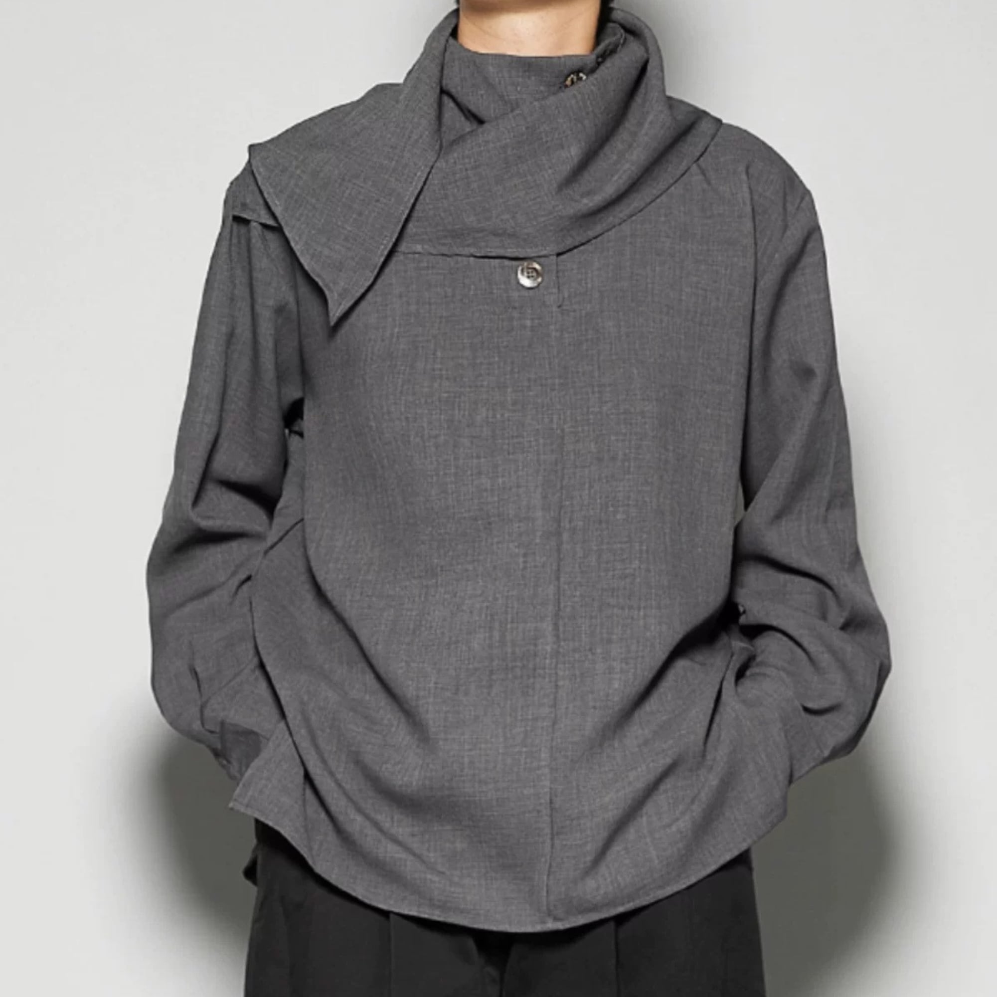 【ORV0114】Retro Stand-Collar Cape-Style Shirt / 2color