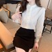 パールボタンスノーカットブラウス ・78732