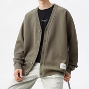 ボタンフロント ヒップ丈 ニットカーディガン af0389