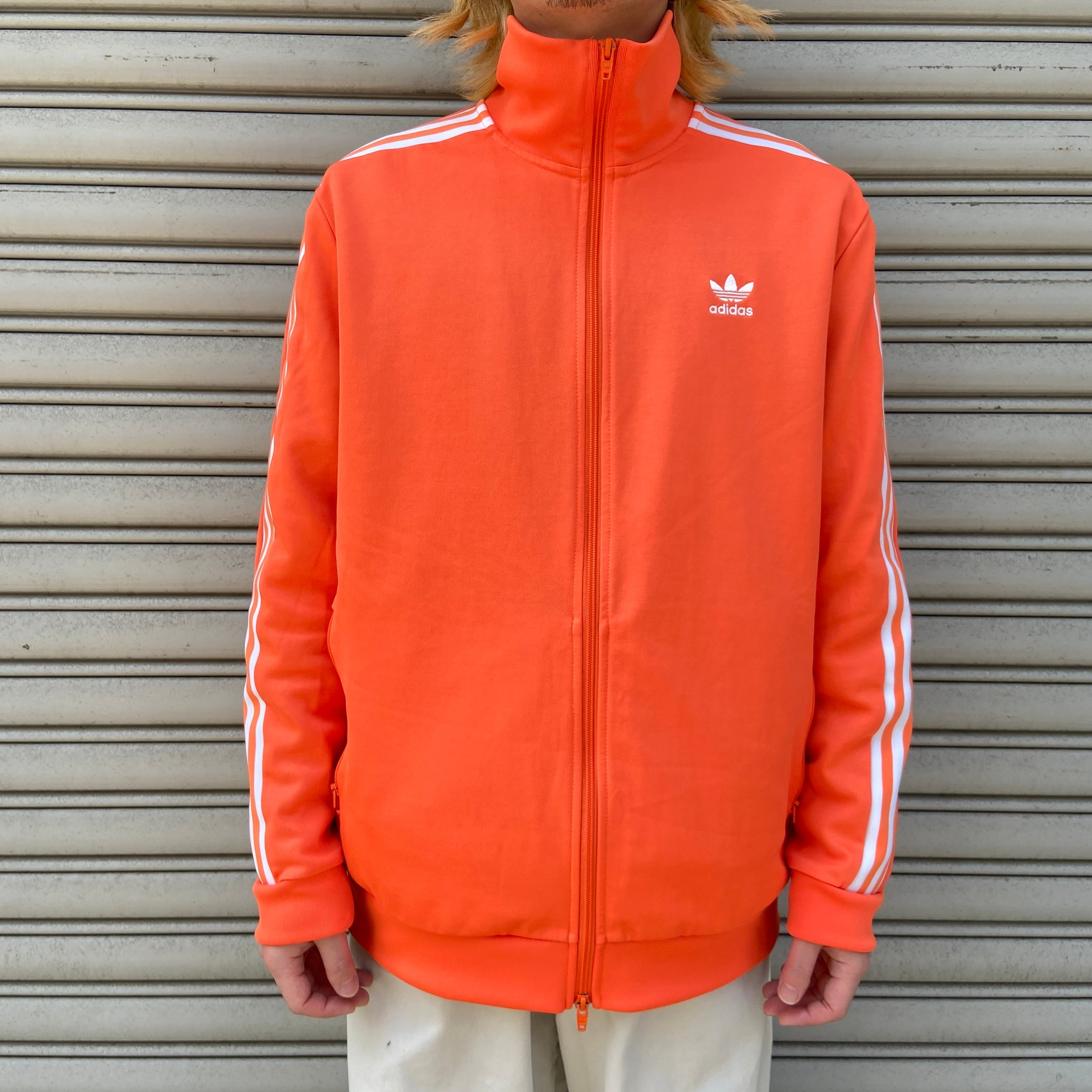 adidas トラックジャケット オレンジ トレフォイルロゴ 【M】 - ジャージ