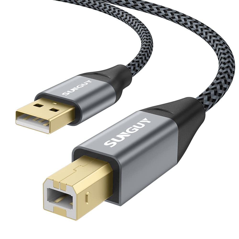 【数量限り】SUNGUY プリンターUSBケーブル 0.5M タイプAオス-タイプBオス USB2.0ケーブル 金メッキコネクタ 短い パソコンと プリンター接続ケーブル プリンターケーブル Epson Canon Brother HP ファックス機 コピー機 スキャナーなどの機種に対応 0.5メートル