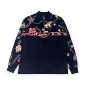 LEONARD SPORT レオナールスポーツ アクセサリー デザイン ハーフジップ 長袖シャツ カットソー M/ネイビー レディース