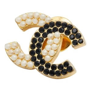 シャネル ココマーク ピンブローチ 03C刻印 ゴールド メッキ フェイクパール ラインストーン レディース CHANEL 【中古】