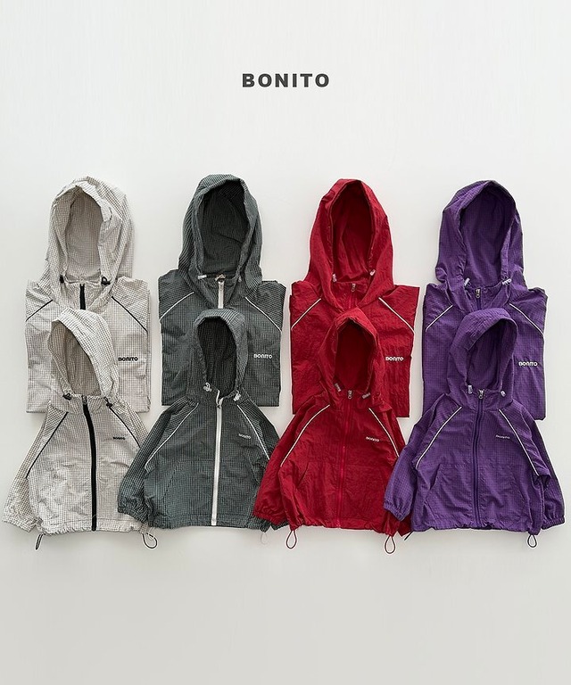 【取寄】bonito｜check stripe windbreaker (mom)｜チェックラインウィンドブレーカー（ママ）｜FREE｜mom｜26 autumn