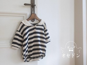 【anggo】セーラーワッフルロンパ ネイビー 60〜70cm  241015