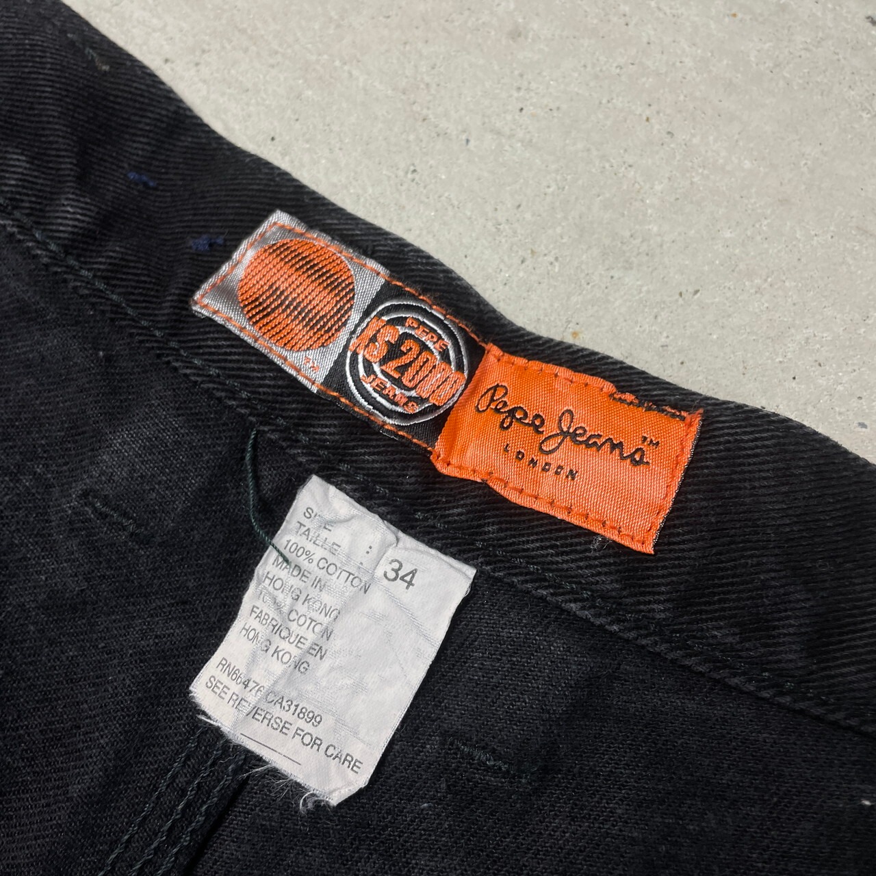 00年代 PEPE JEANS ペペジーンズ XS2000 バギーデニムパンツ ブラック 