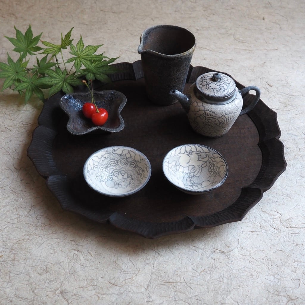土本訓寛・久美子/焼締象嵌 蝶小皿