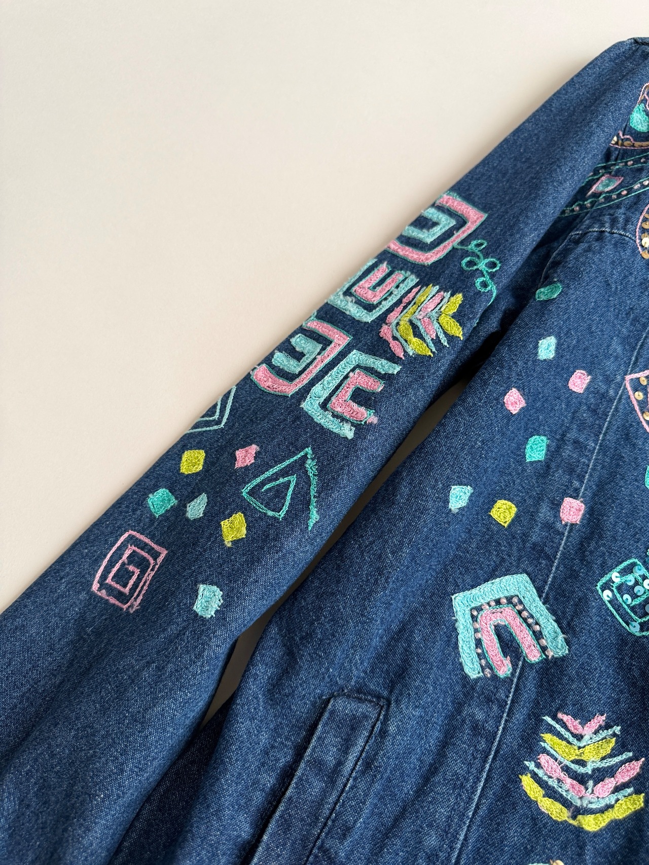 Doodle Embroidered Denim Shirt Jacket - 7