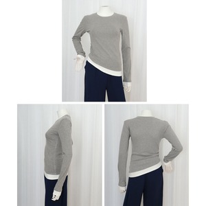 重ね着風 長袖 Tシャツ レディース 春秋冬 韓国 きれいめ 大人 カジュアル シンプル レイヤード タイト 細見え ストレッチ ドッキング トップス 大人可愛い 大人女子