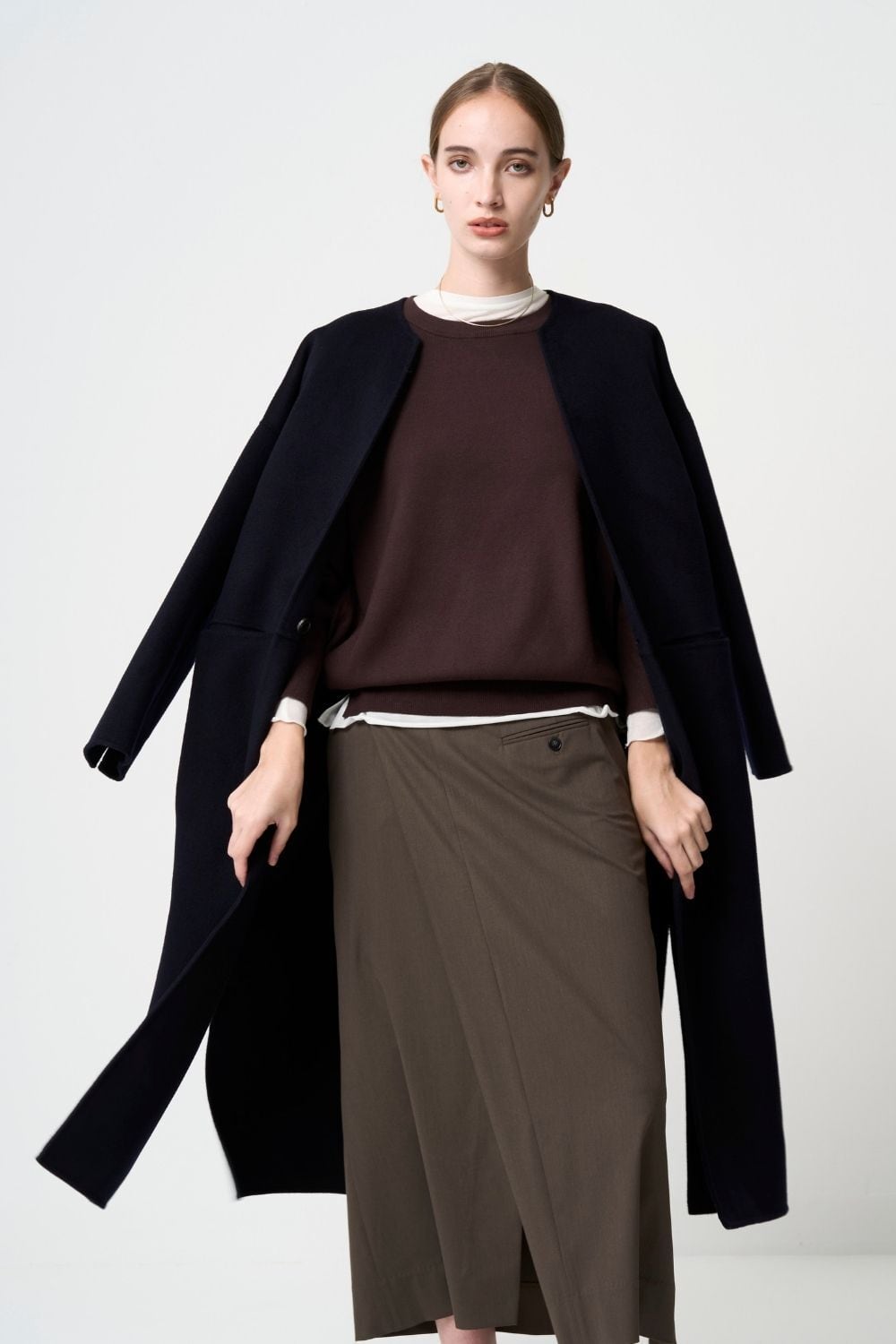 残りわずか Wool River Tailored Coat - Dark Navy | seven dot