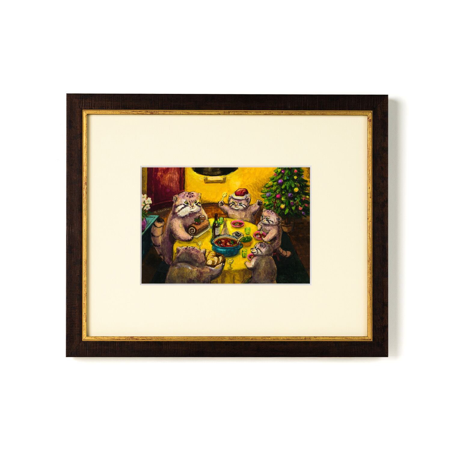 12月限定SALE! 原画『bedtimestory, c.』 抽選販売売約済】カマノレイコ 原画Q 「クリスマスのスープ」額装込み