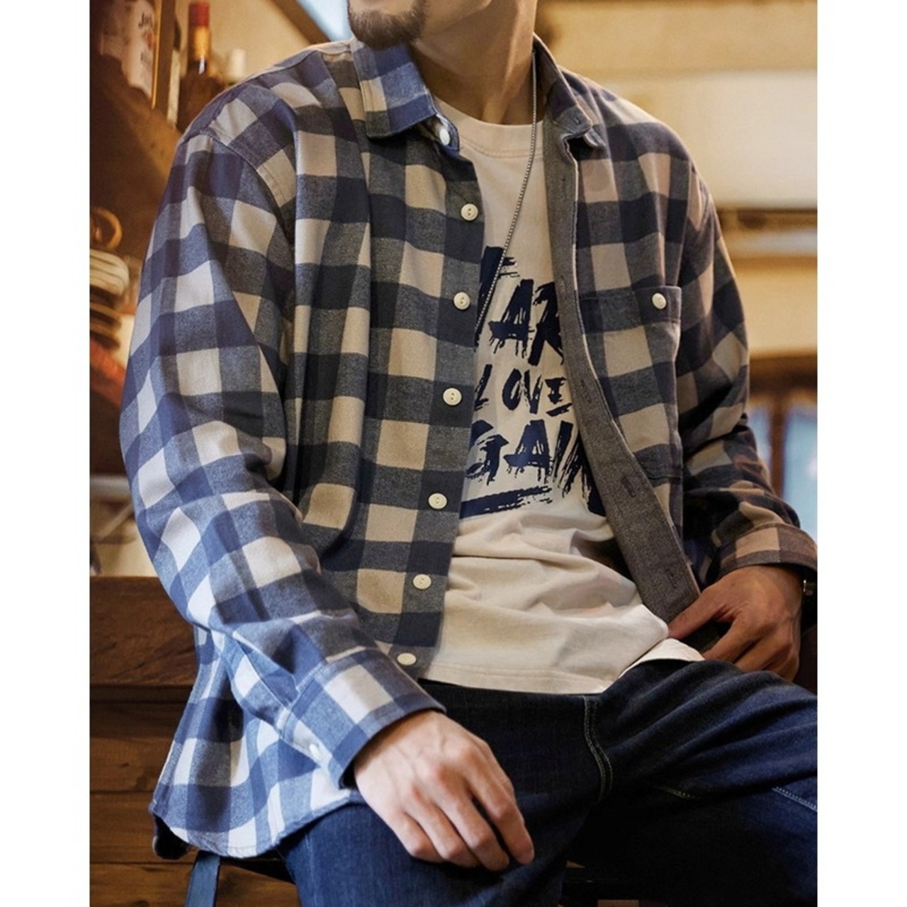 Block Check Long Sleeve Regular Fit Shirt ◇H0874