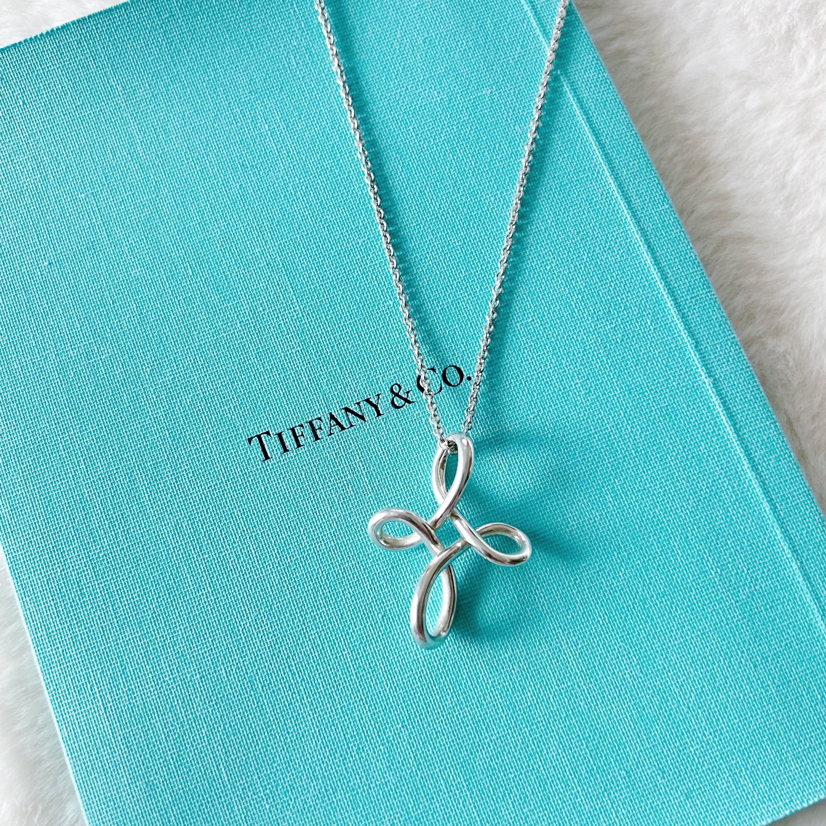 【T7174】Tiffany&Co. Infinity cross long chain necklace/silver925/ティファニー/ネックレス