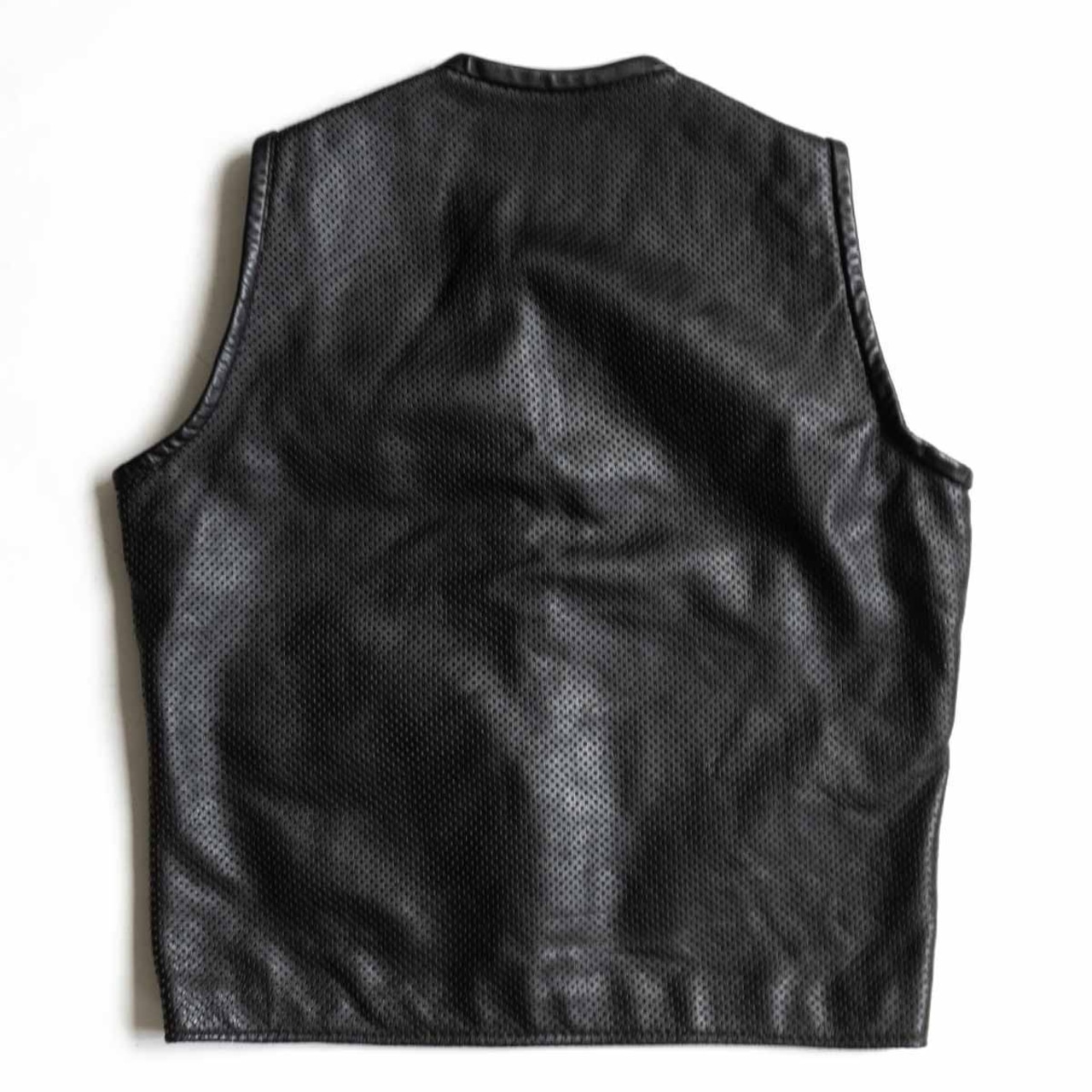 雰囲気抜群】 VANSON【パンチング レザー ベスト】M ブラック バンソン 