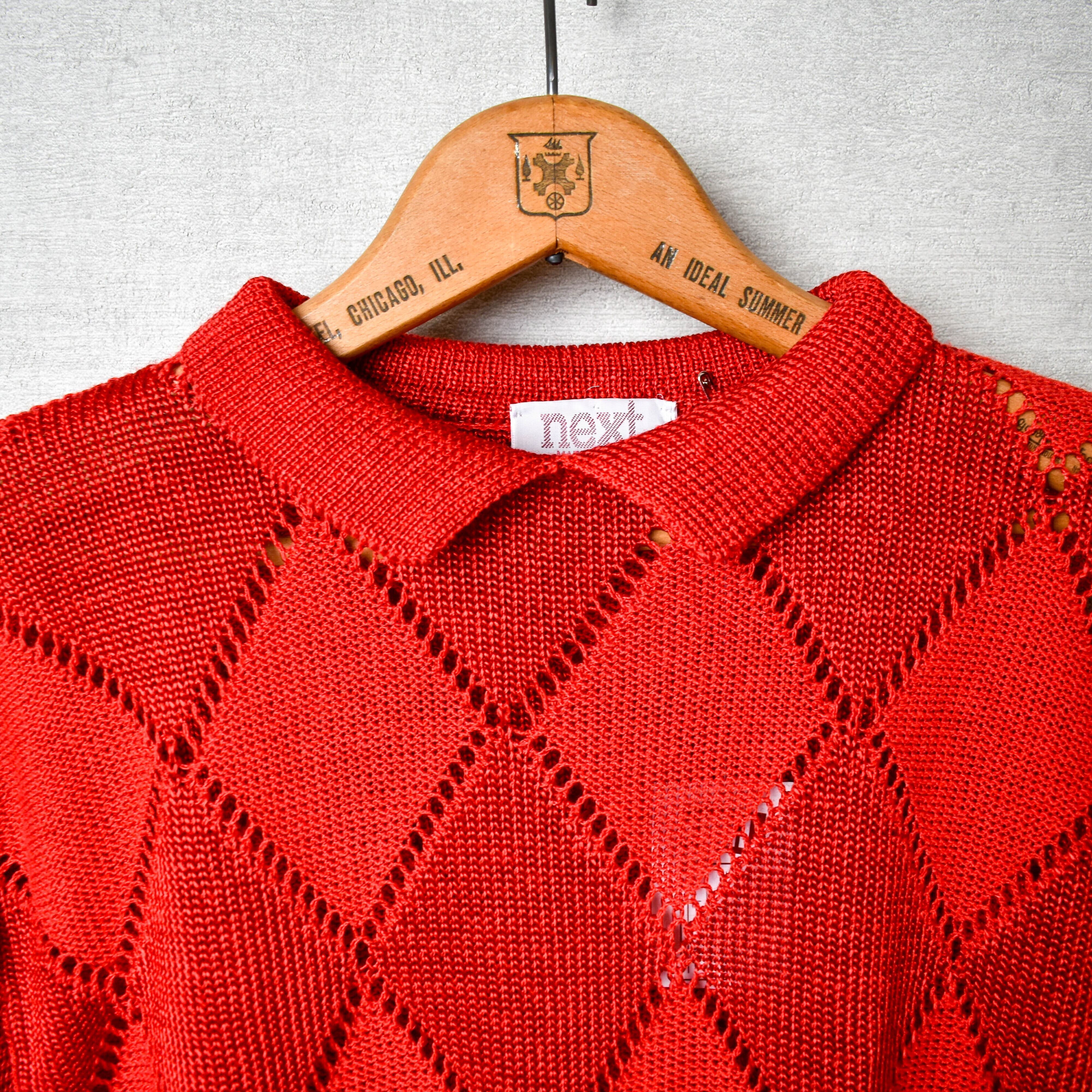 [USED] made in ITALY argyle cotton knit red