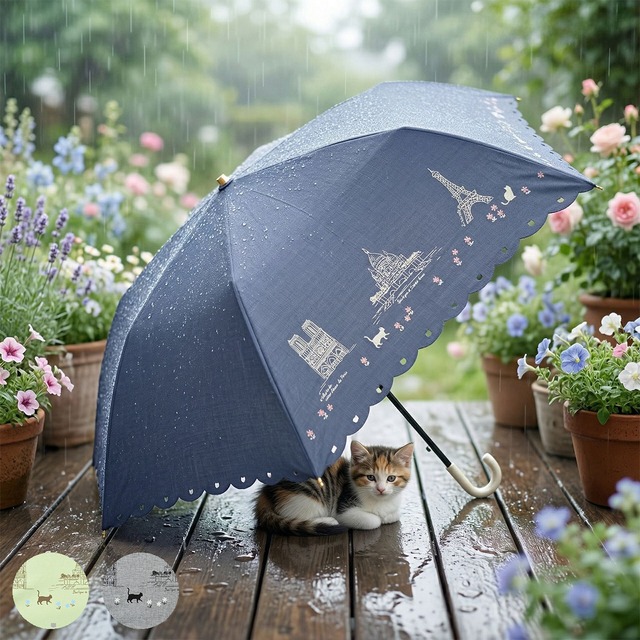 猫柄 日傘 晴雨兼用 折り畳み 傘 遮光 遮熱 UVカット ねこ 猫雑貨 プレゼント