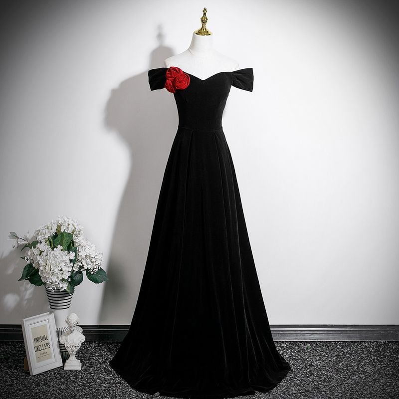 オフショルダーローズドレス D1759