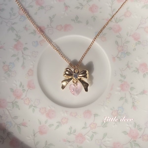 ribbon heart necklace HD035
