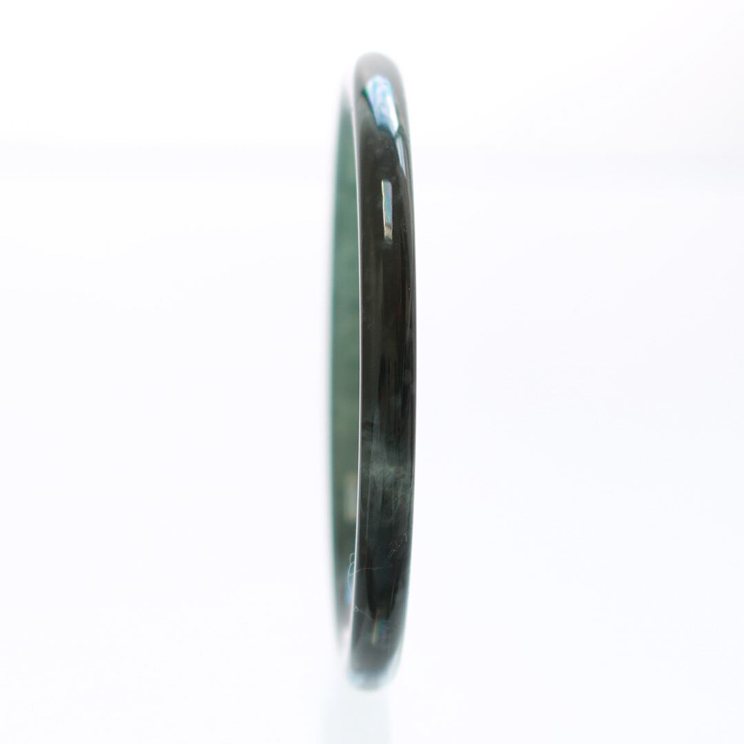 内径 約60.1mm】princess/black 翡翠バングル A貨翡翠 jd_bg1326