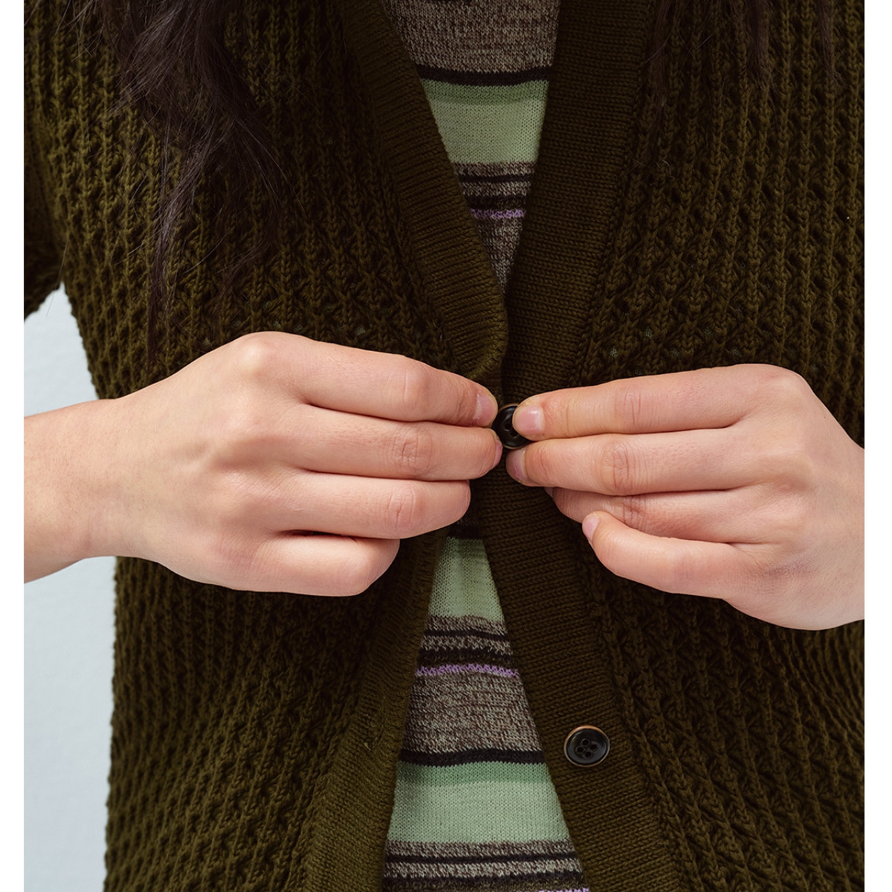 Open Collar Short Knit Cardigan 【3color】 T4351