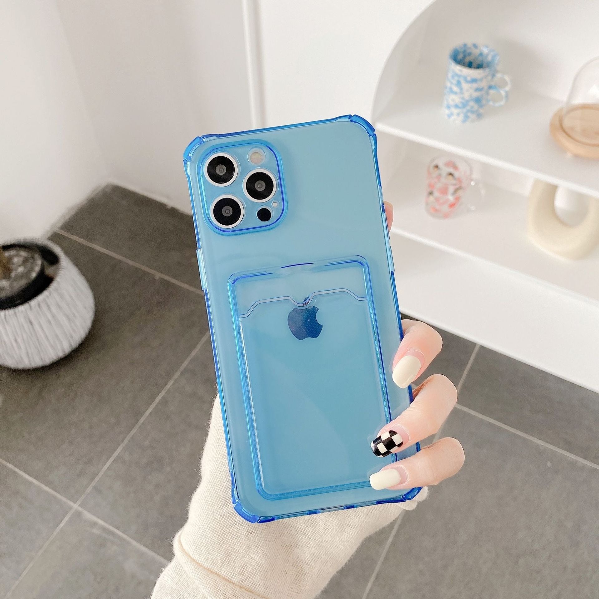 【iPhone16~SEまで対応】推しの写真入れちゃお◎おしゃれ 韓国っぽ カードケース付き カラークリアケース かわいい 透明 推し活 スマホケース 6color ND-15150