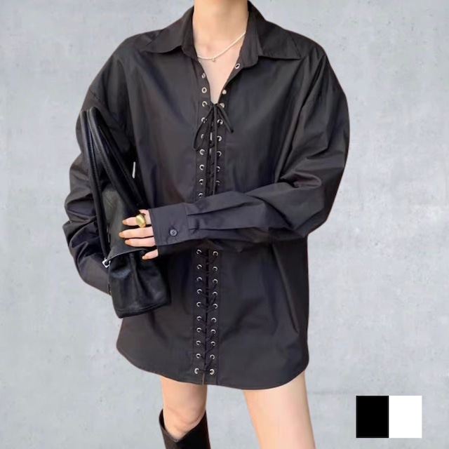 フロントレースアップオーバーシャツ【2col】　　0577