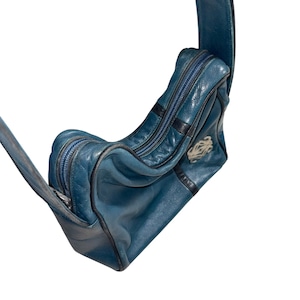 vintage LOEWE blue green leather shoulder bag
