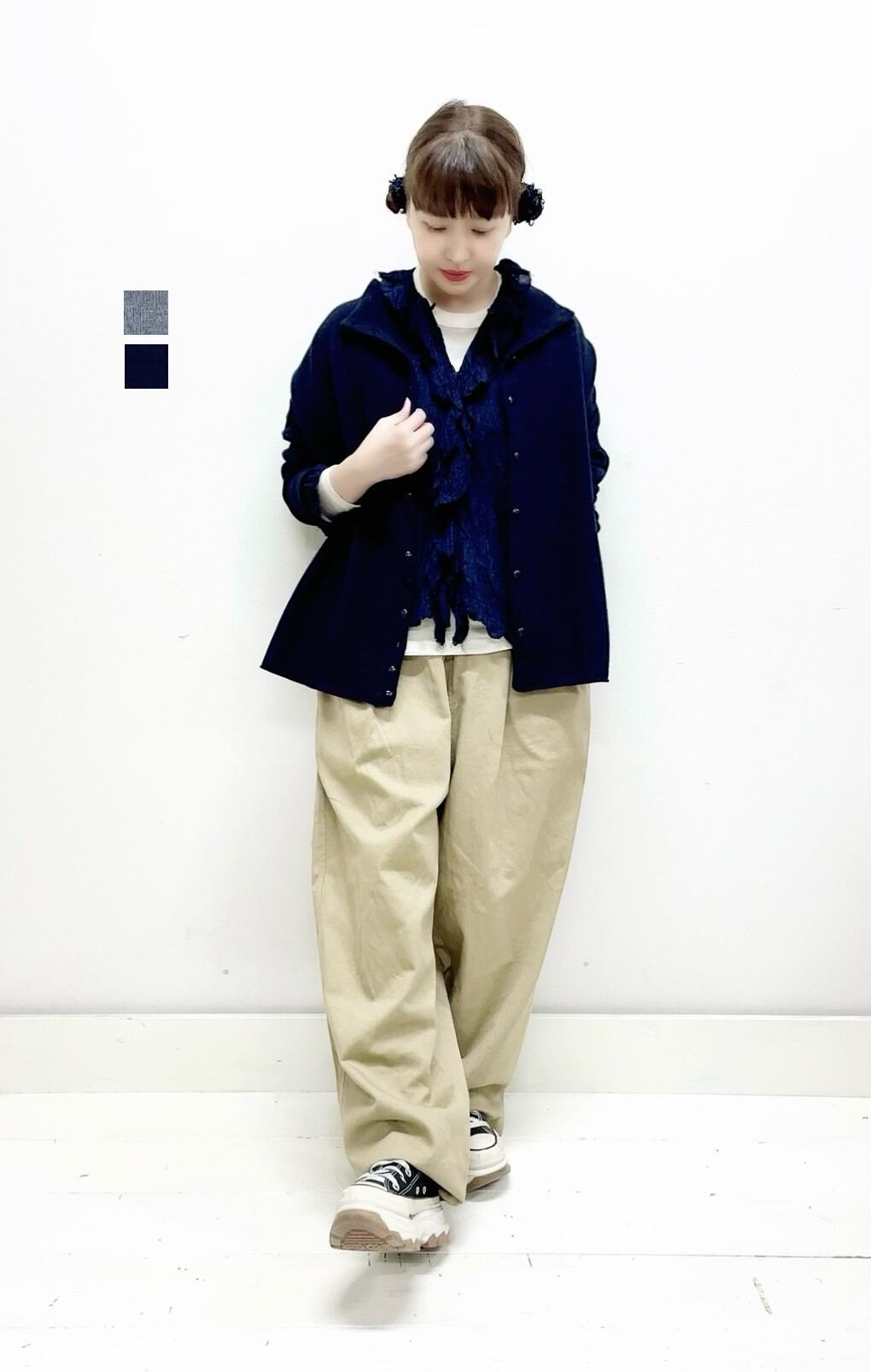 美品♪ ヴェリテクール オーバーサイズ コットン100 フーデッドジャケット 中綿フード付きオーバーサイズジャケットアウター[品番