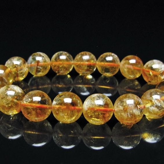 シトリン ブレスレット 虹入り 13mm シトリンクォーツ ブレス メール便可 一点物 111-50483