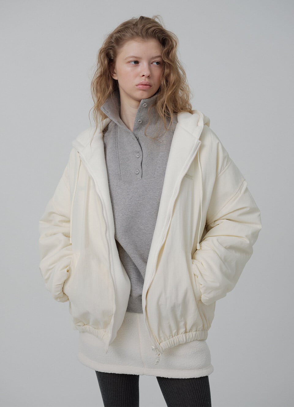 The Barnnet] Snuggle Reversible Hooded Jacket_Ivory 正規品 韓国