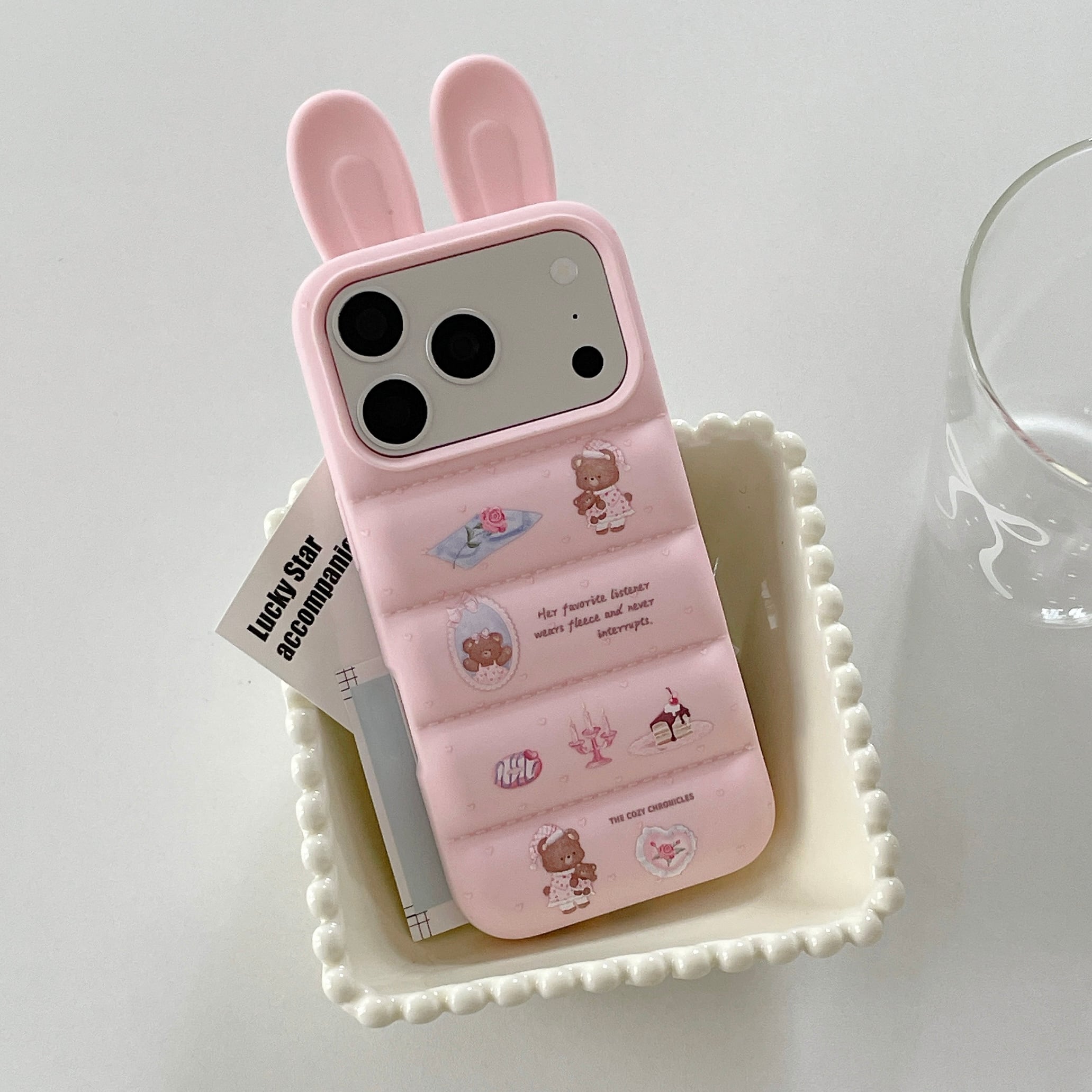 Bratz ウサギ耳 iPhone用ケース ウサギ耳 iPhone 17 16 15 ケース パフィーデザイン リストストラップ